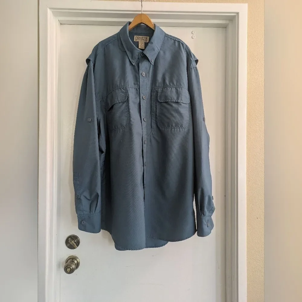 Duluth Trading Co Action Long Sleeve Shirt Blue Outdoors Mesh-lined Sun Protect